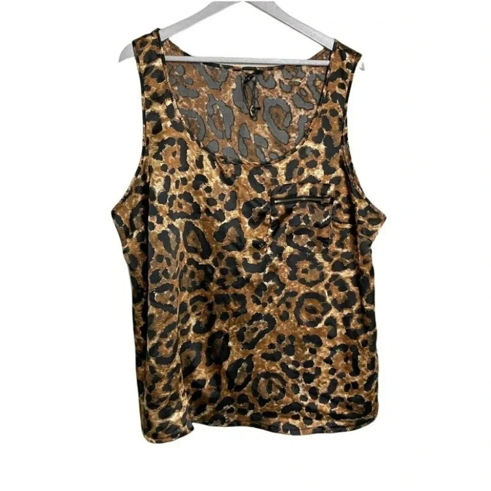 Paper tee 3X leopard print top